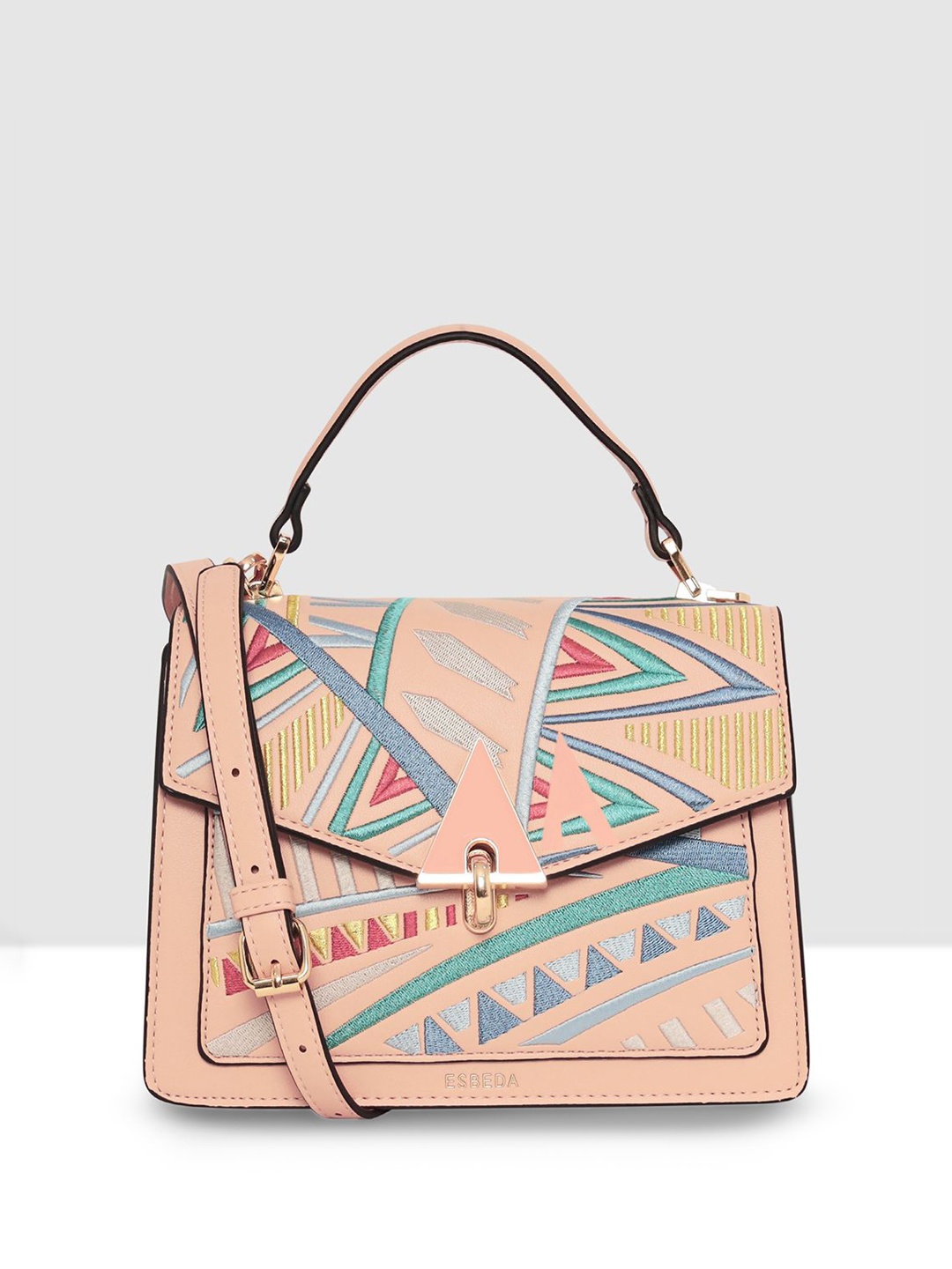 

ESBEDA PU Swagger Sling Bag with Cut Work, Peach