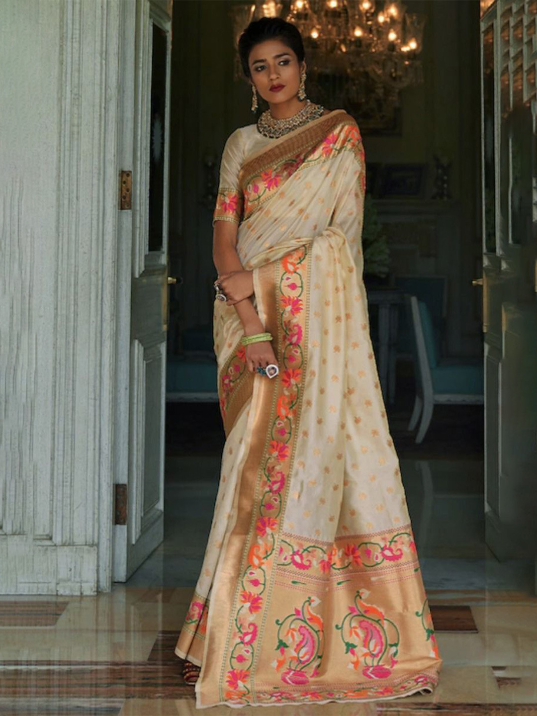

Visit Wear Woven Design Zari Pure Silk Banarasi Saree, White