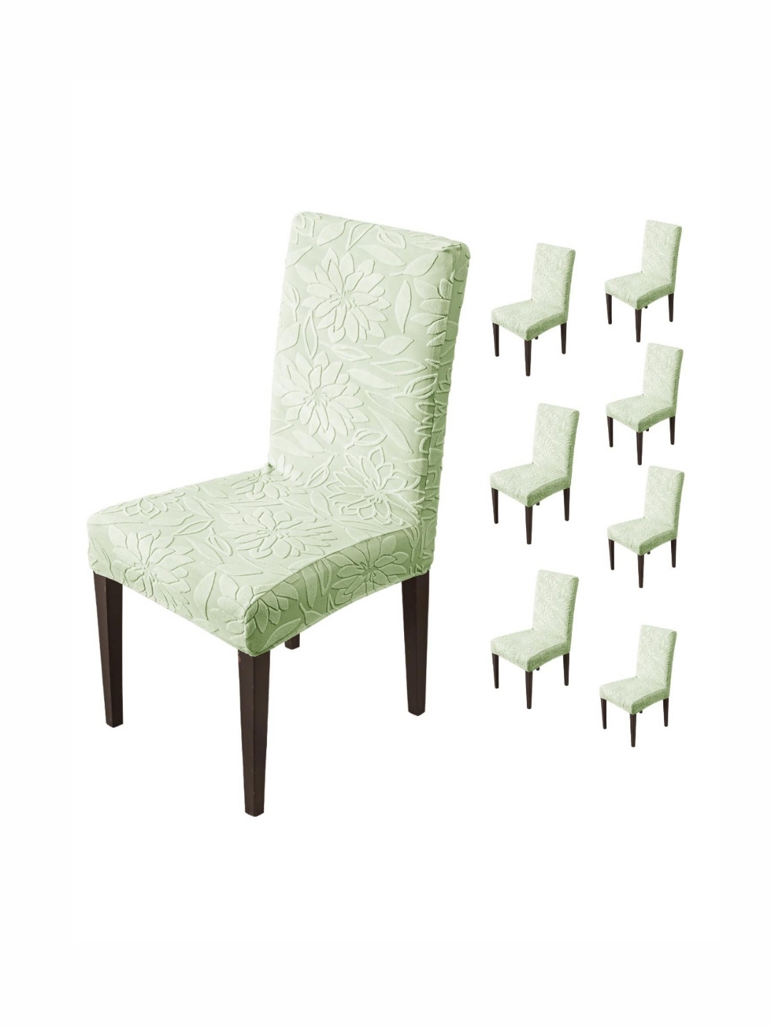 

HOUSE OF QUIRK Green 8 Pieces Floral Waterproof Removable Chair Covers