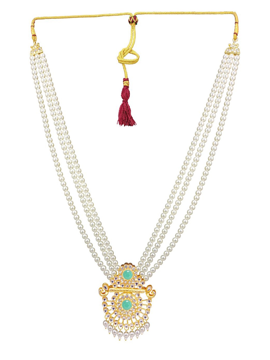 

Radhe Creation Men Brass Gold-Plated Pearls Necklace