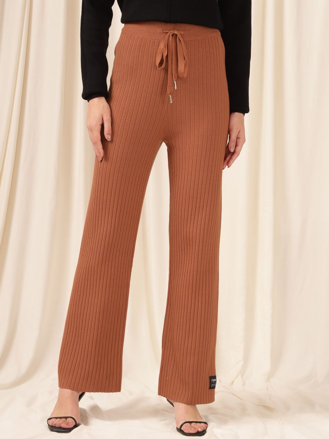 

Xpose Women Comfort Loose Fit High-Rise Wide Leg Trousers, Rust