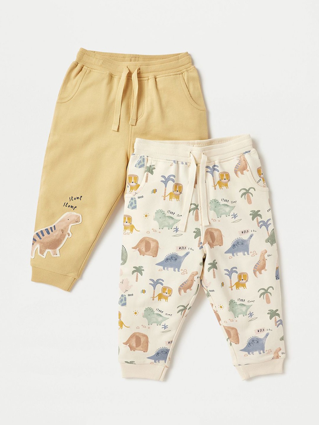 

Juniors by Babyshop Infant Boys Pack Of 2 Printed Cotton Joggers, Brown
