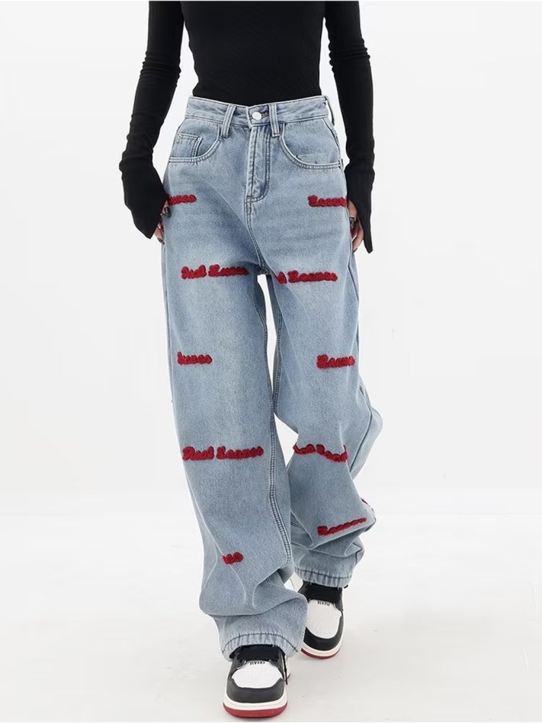 

LULU & SKY Women Wide Leg Mid-Rise Jeans, Blue