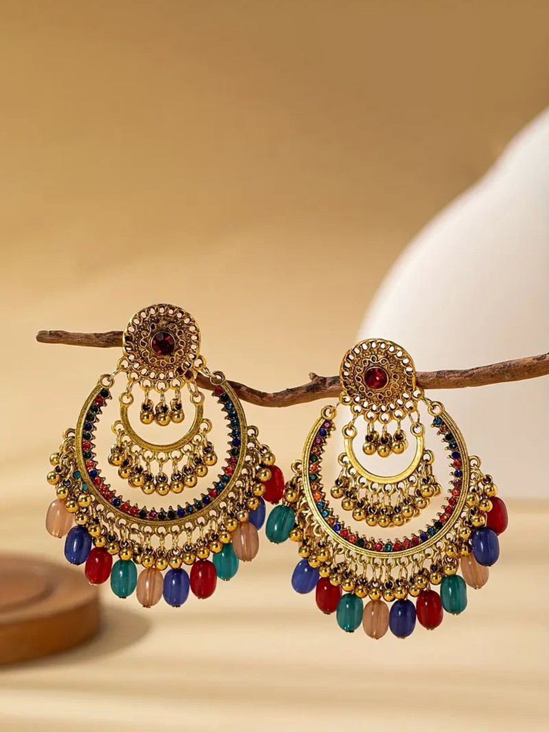 

DressBerry Gold-Plated Beaded Contemporary Chandbalis