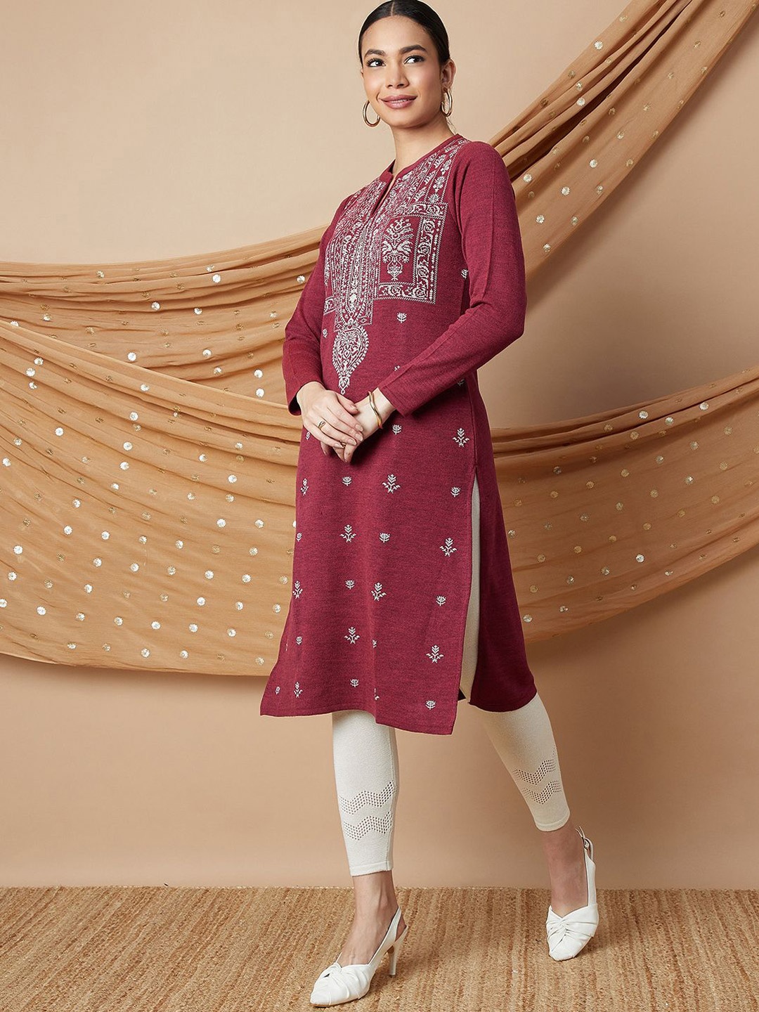 

Melange by Lifestyle Women Ethnic Motifs Indie Prints Kurta, Coral