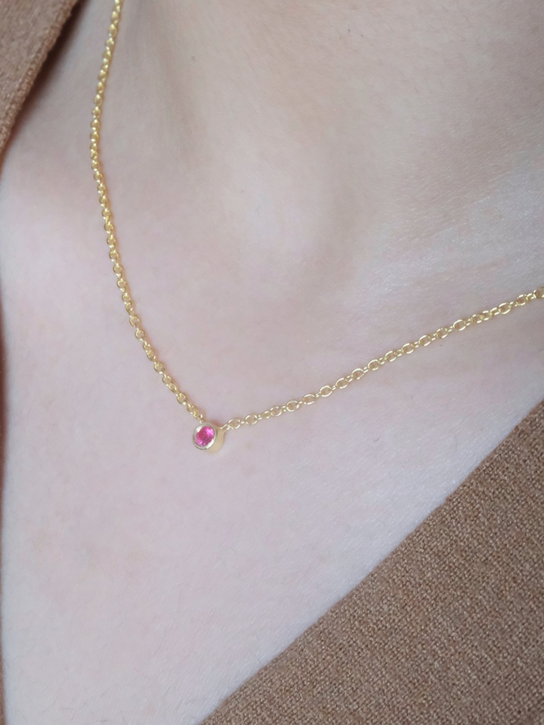 

Anushka Jain Jewellery Gold-Plated 925 Sterling Silver Ruby Solitaire Necklace