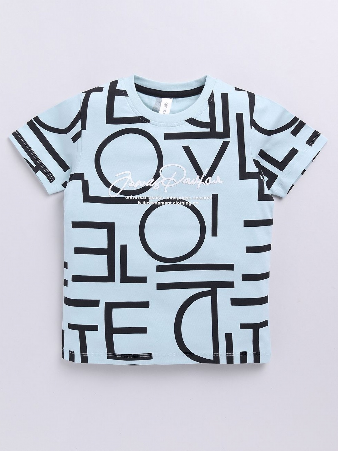 

Ginie Boys Typography Printed Cotton T-shirt, Sea green