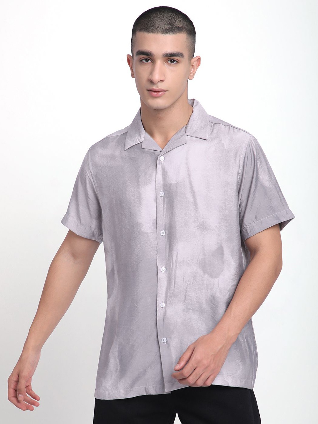 

R&B Men Abstract Printed Opaque Cotton Casual Shirt, Lavender