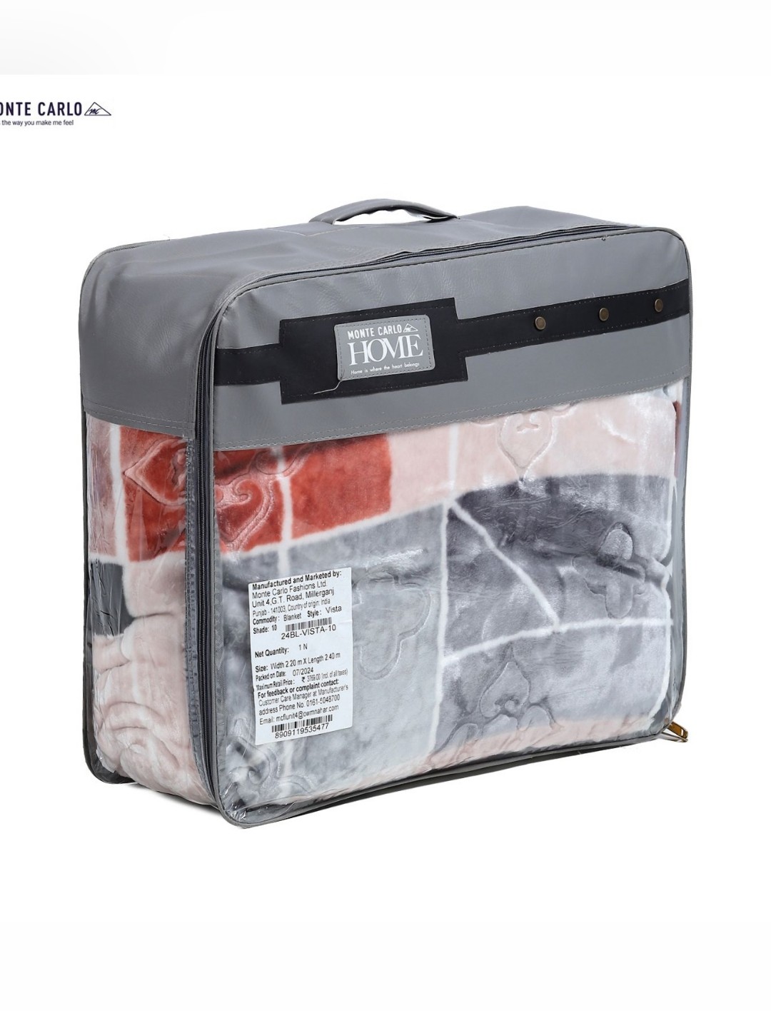 

Monte Carlo Pink & Black Geometric Printed Heavy Winter 900 GSM Double Bed Blanket
