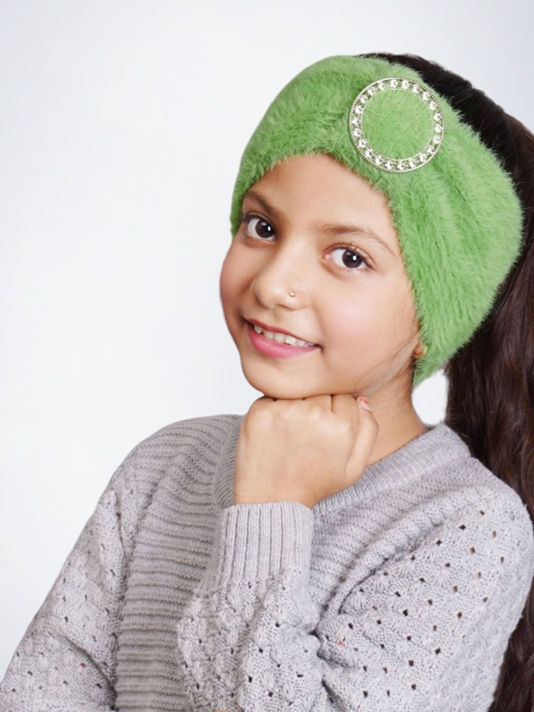 

Bharatasya Girls Soft Knitted Warm Woolen Headband, Green