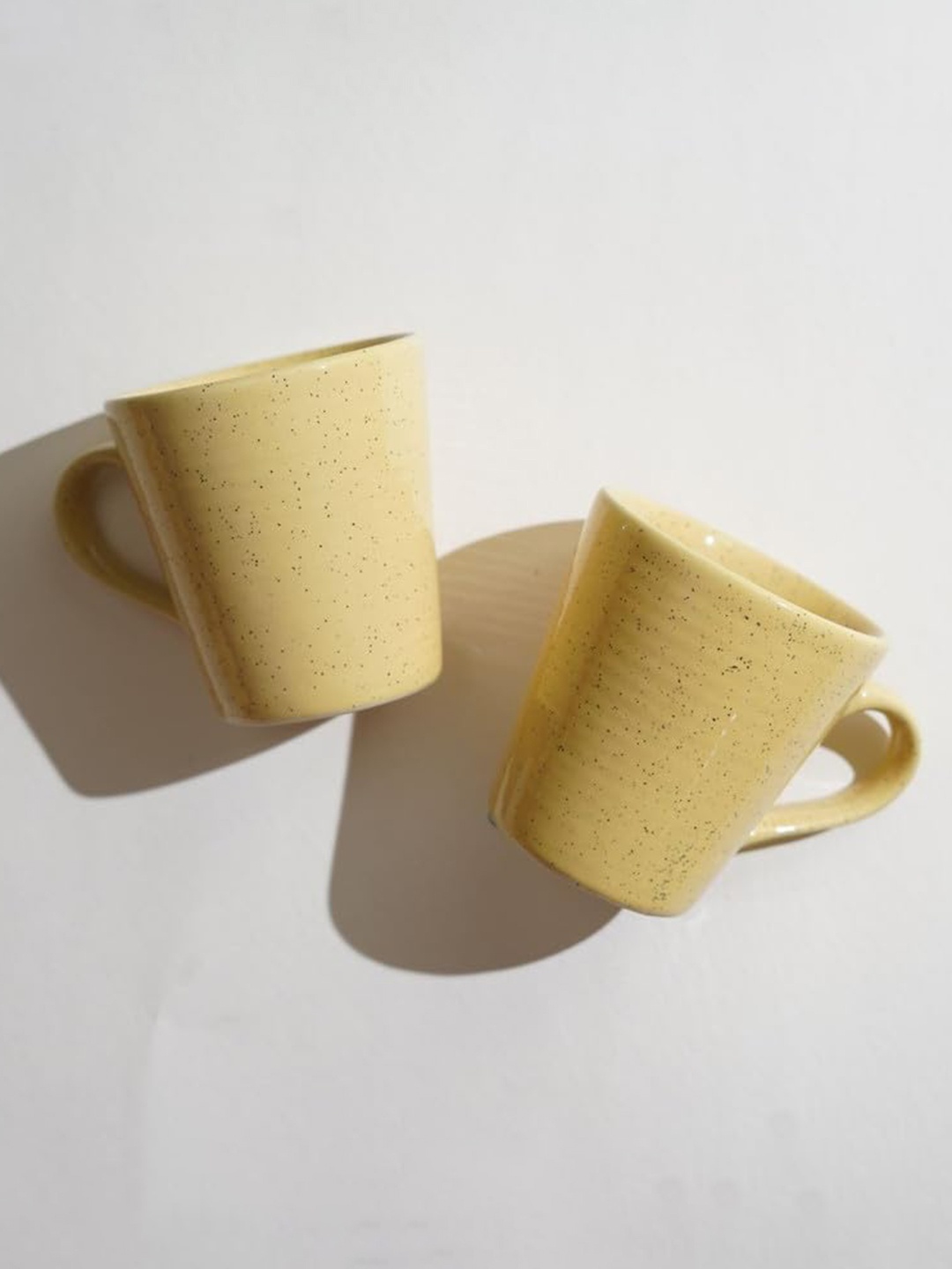 

AMALAFIEE CERAMICS Yellow 2 Pieces Textured Ceramic Glossy Mugs