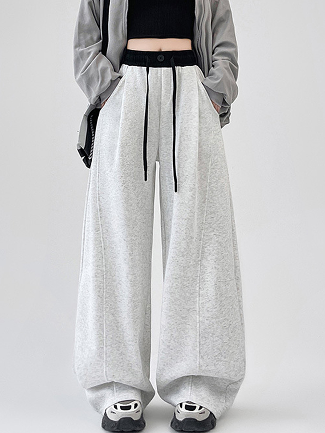 

LULU & SKY Women Loose Fit Pleated Trousers, White