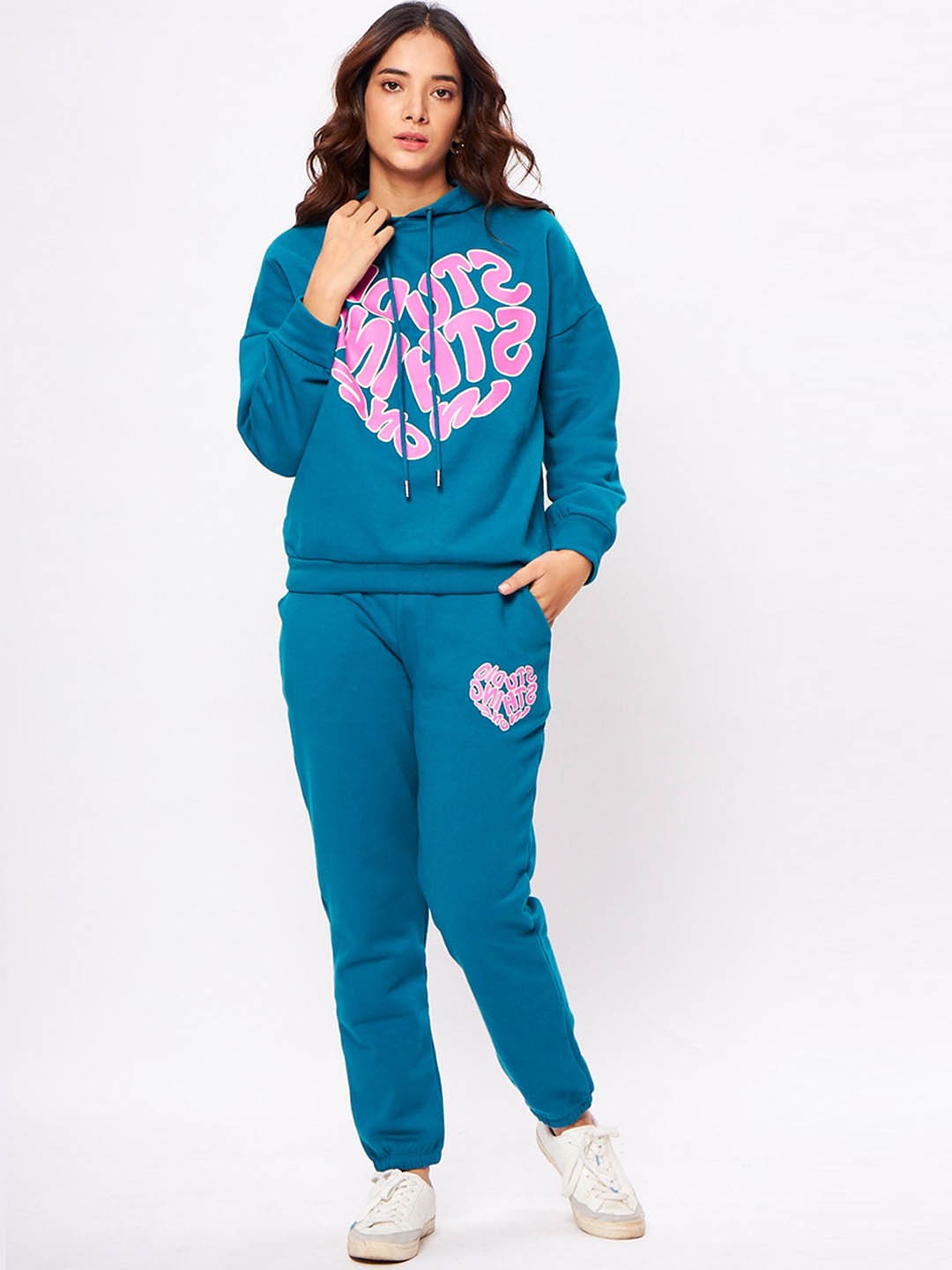 

July Printed Hooded Sweatshirt With Joggers, Green