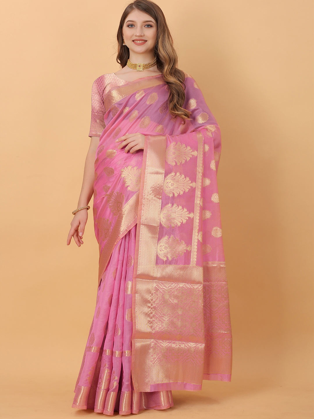

Anaita Woven Design Zari Banarasi Saree, Pink