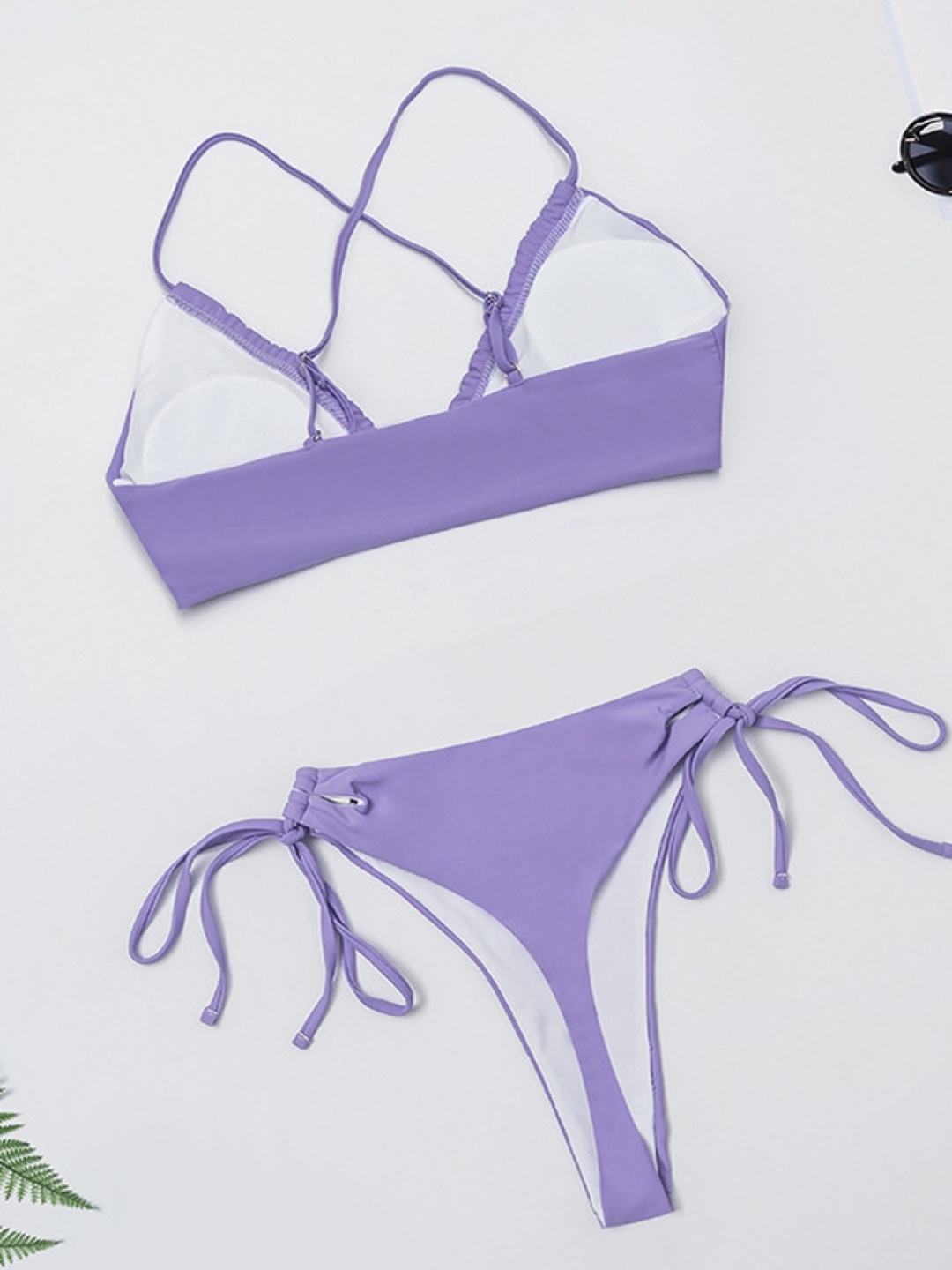 

LULU & SKY Side Tie Swim Bikini Set, Purple