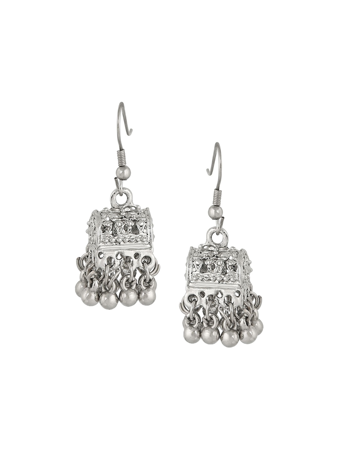 

Stefan Rhodium-Plated Contemporary Jhumkas, Silver