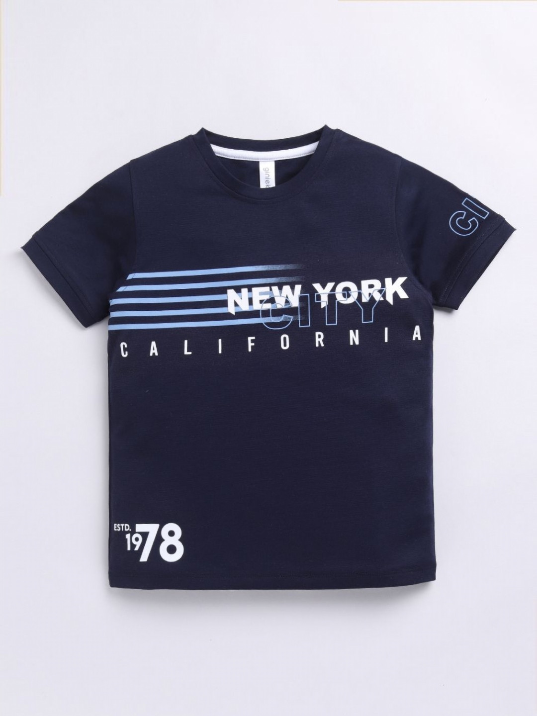 

Ginie Boys Typography Printed T-shirt, Blue