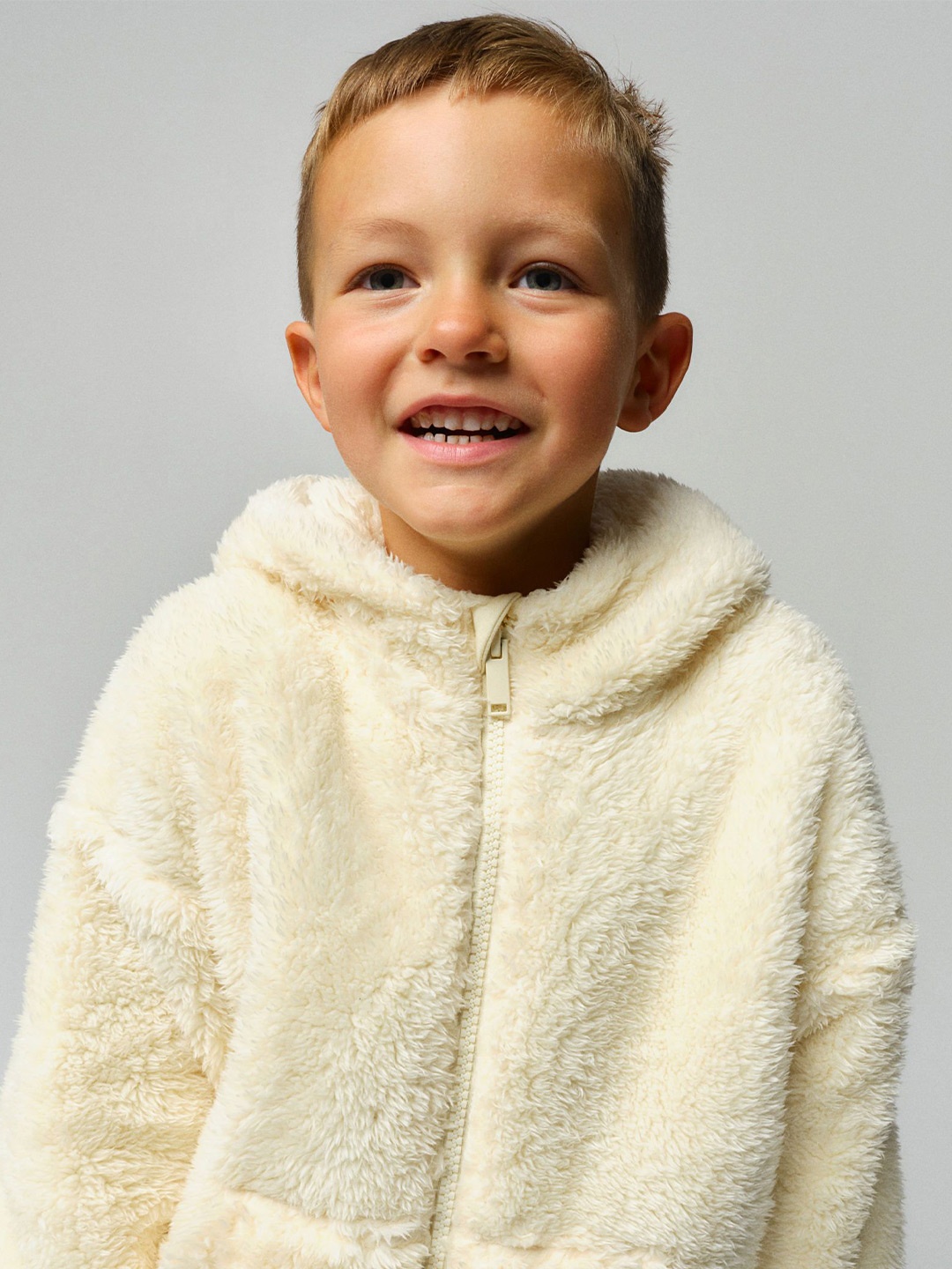 

H&M Fluffy Zip-Through Hoodie, Cream