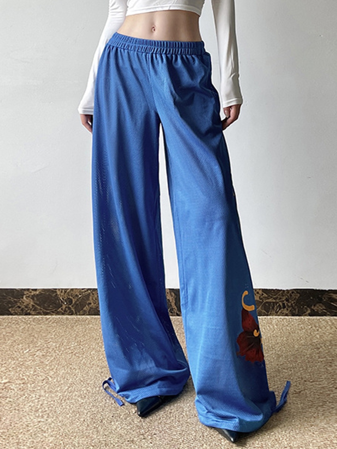 

LULU & SKY Women Loose Fit Wide Leg Trouser, Blue