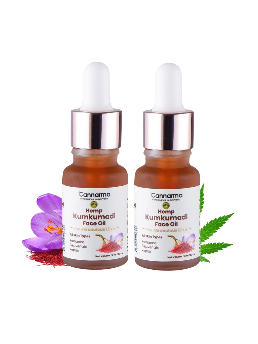 

Cannarma Set Of 2 Hemp Kumkumadi Face Oil - 10 ml Each, Red