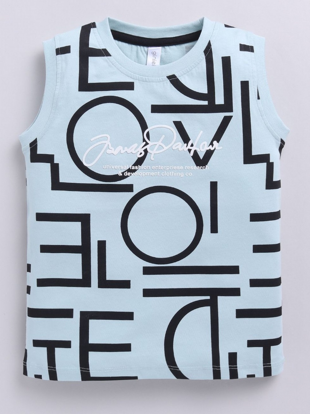 

Ginie Boys Typography Printed Sleeveless T-shirt, Blue