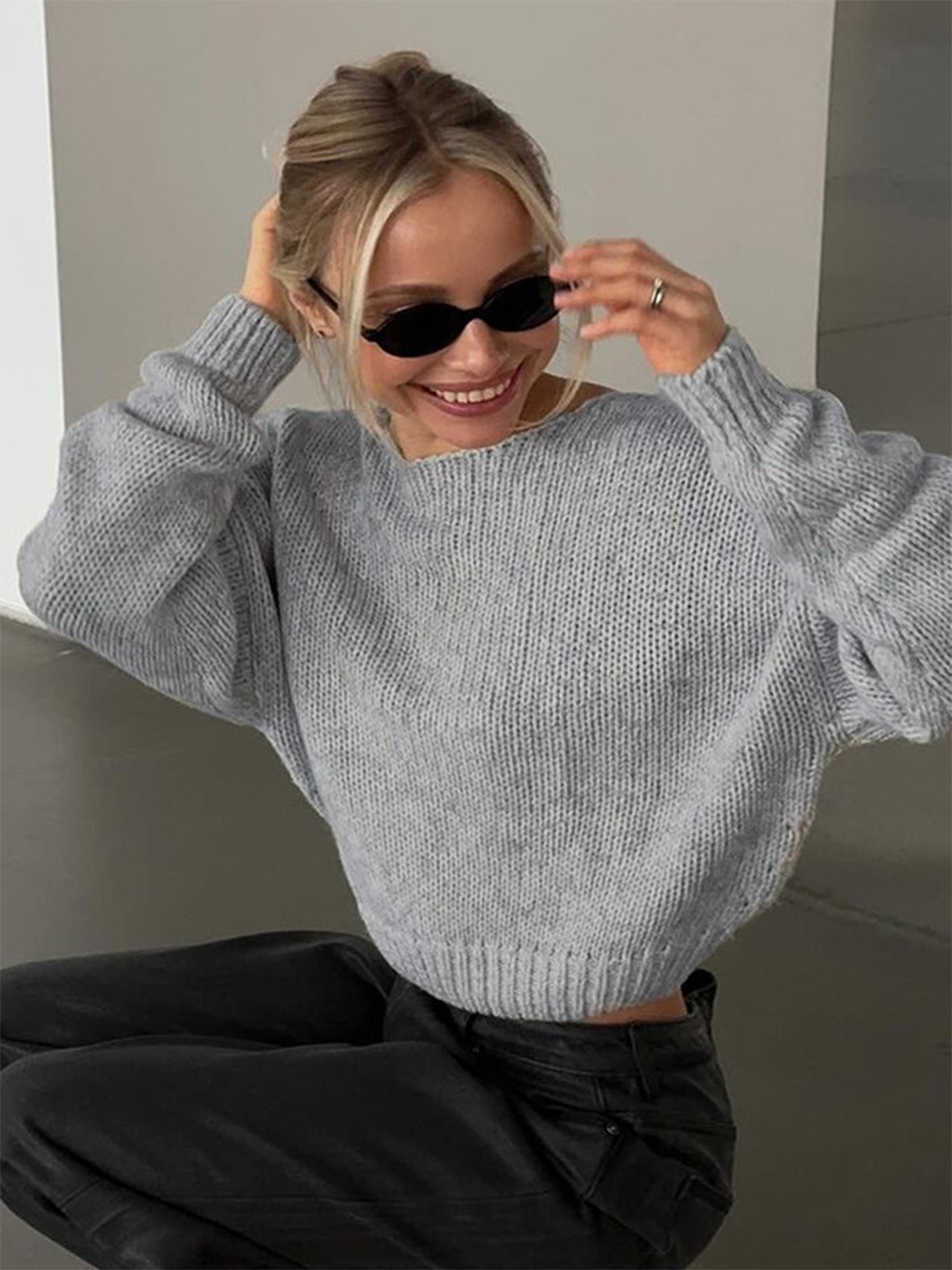 

LULU & SKY Women Long Sleeves Pullover, Grey