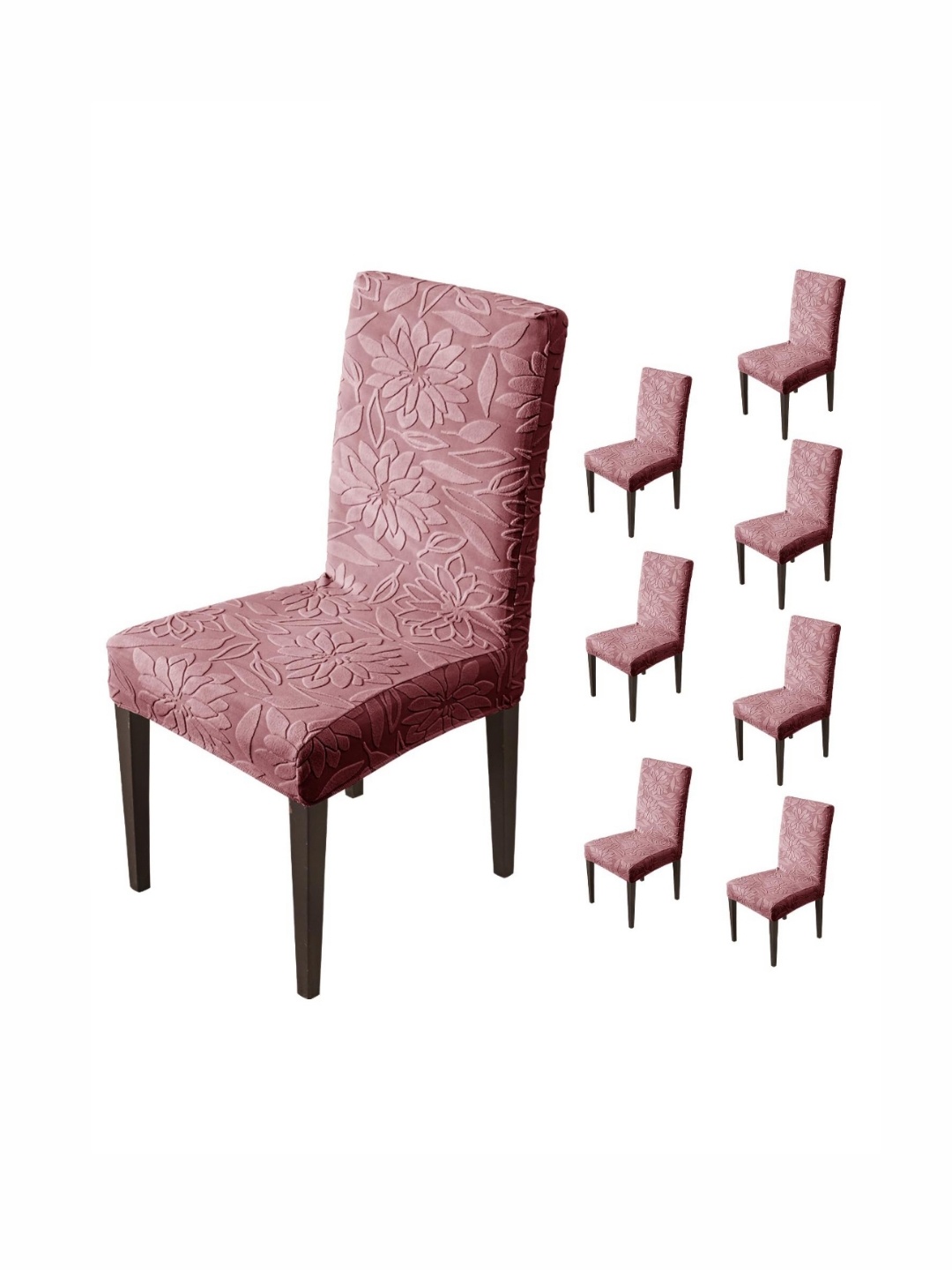 

HOUSE OF QUIRK Maroon 8 Pieces Floral Removable Chair Covers