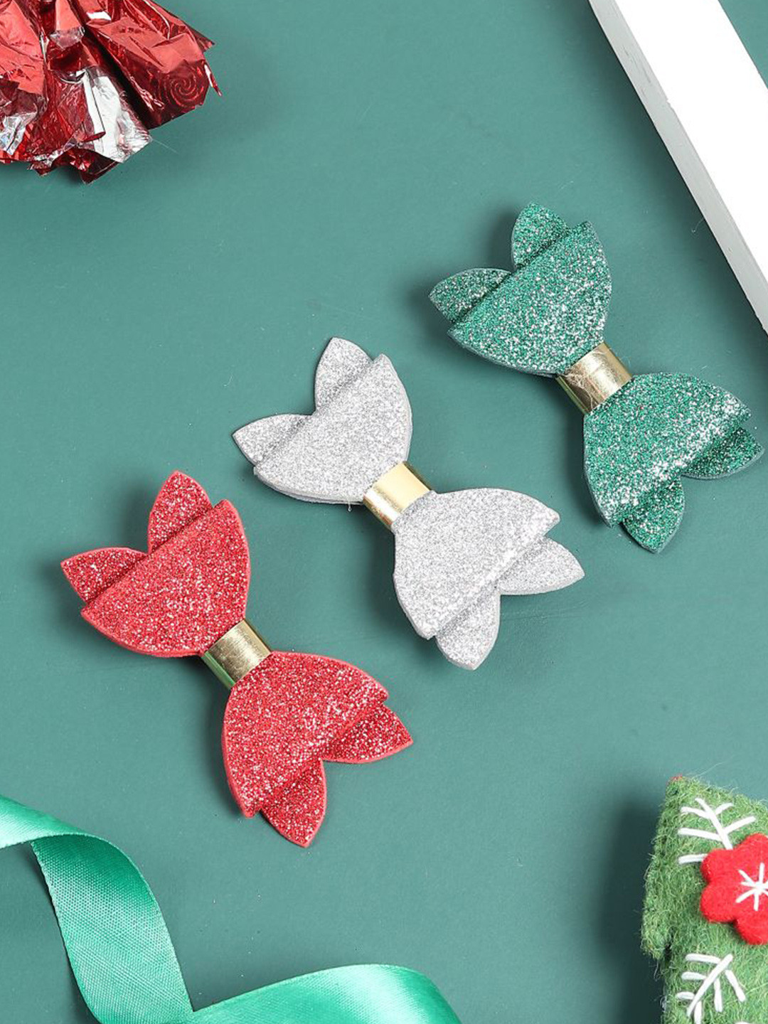 

TIPY TIPY TAP Set of 3 Glittery Bow - Multicolor, Red