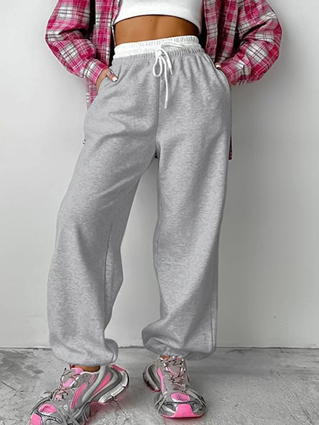 

LULU & SKY Women Straight Fit Joggers Trousers, Grey