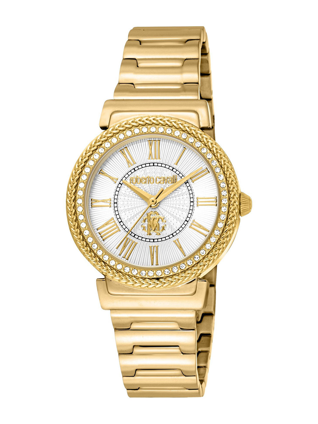 

Roberto Cavalli Women Embellished Dial & Stainless Steel Straps Analogue Watch RC5L039M1055, Gold