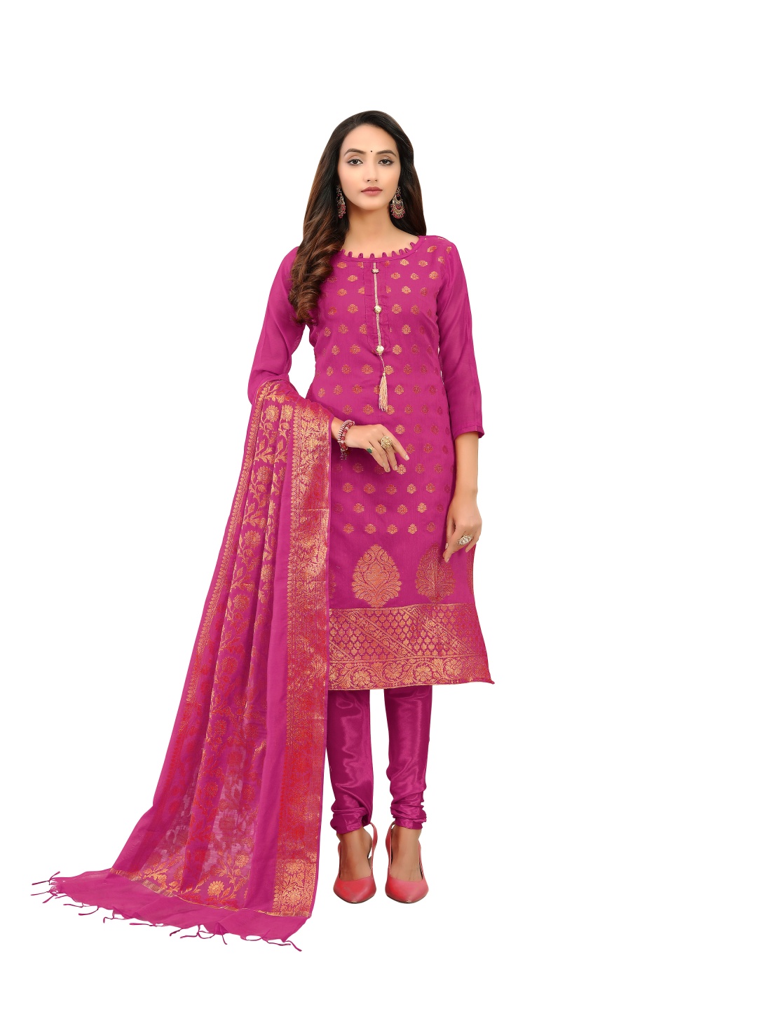 

Maroosh Ethnic Motifs Woven Design Unstitched Dress Material, Magenta