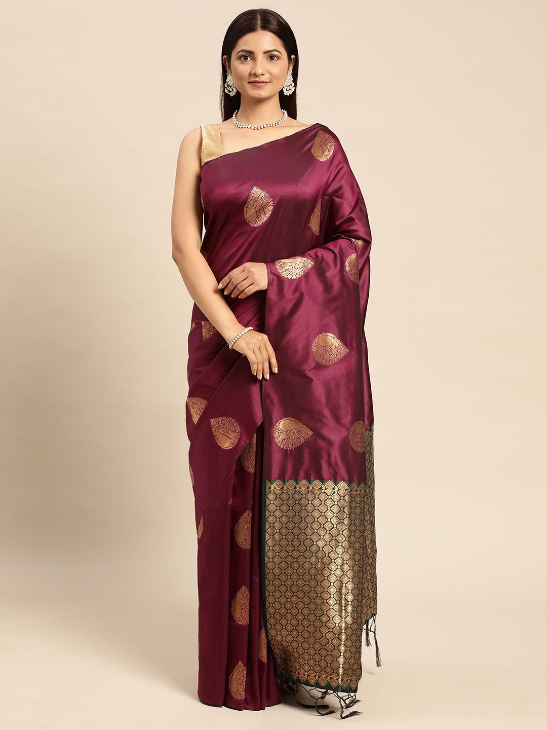 

Royal Rajgharana Saree Ethnic Motifs Zari Pure Silk Banarasi Sarees, Magenta