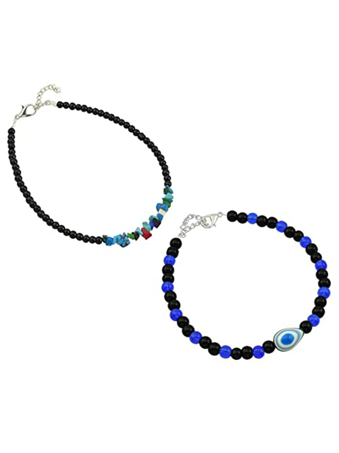 

HIGH TRENDZ Women Set of 2 Anklets, Black