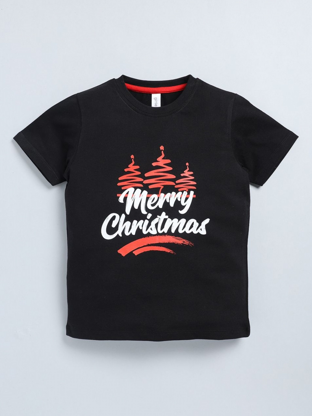 

Ginie Boys Typography Printed Cotton T-shirt, Black