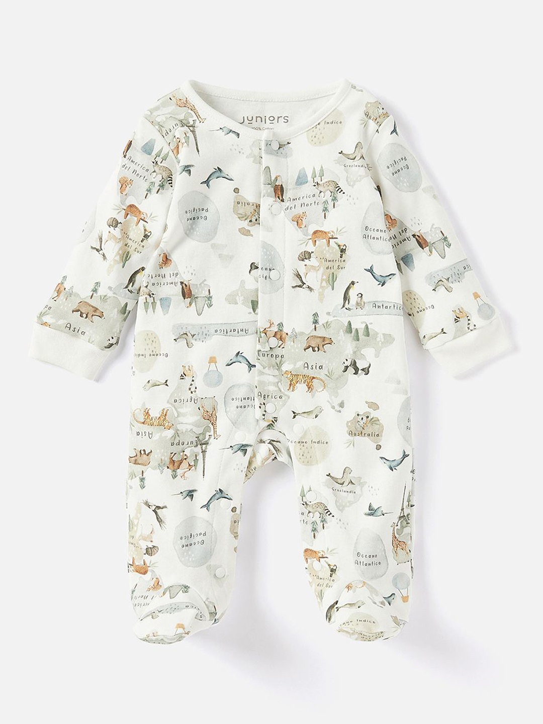 

Juniors by Babyshop Boys Printed Sleepsuit, Cream