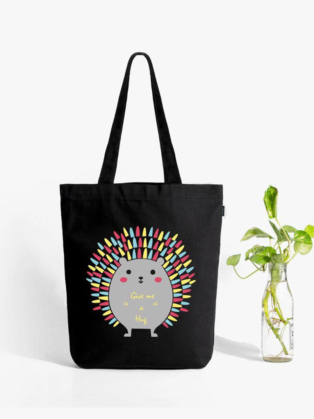 

EcoRight Zipper Tote Bag - Porcupine Hug, Black