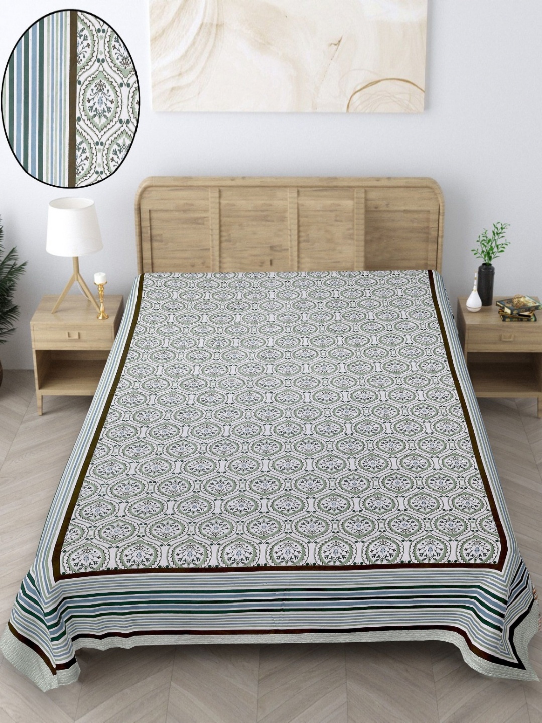 

Texstylers Teal & Blue Floral Printed Pure Cotton 164 TC Single Bedsheet -1.52 m X 2.28 m