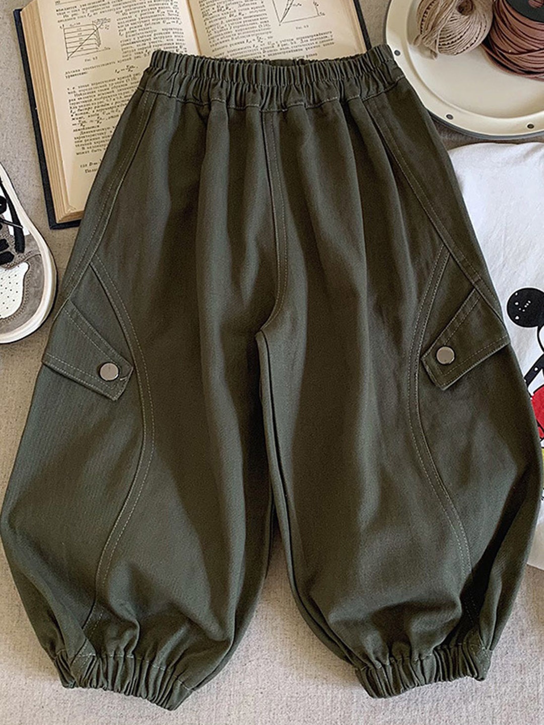 

FOREVER FRIDAY Boys Pure Cotton Relaxed Mid-Rise Joggers Trousers, Olive