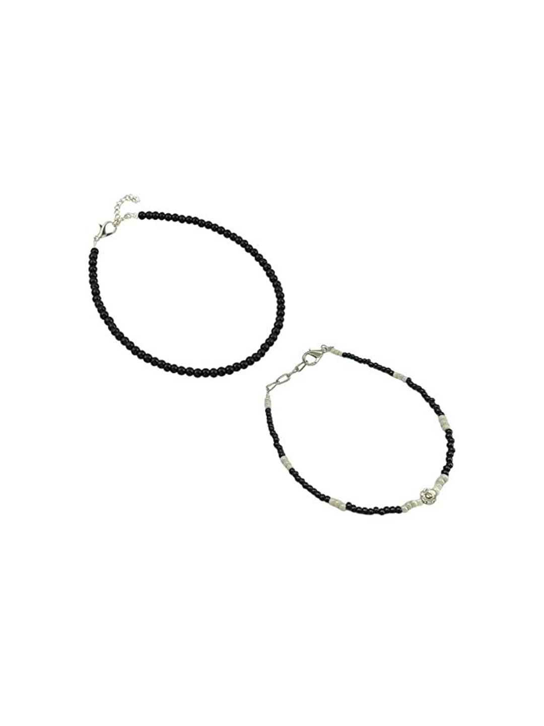 

HIGH TRENDZ Women Set of 2 Anklets, Black