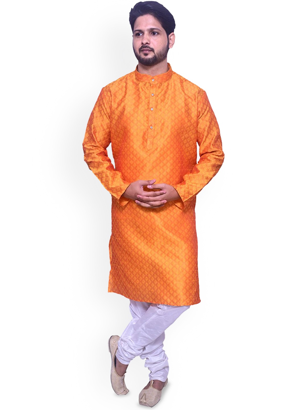 

Om Shubh Mangalam Mandarin Collar Straight Kurta With Churidar, Orange