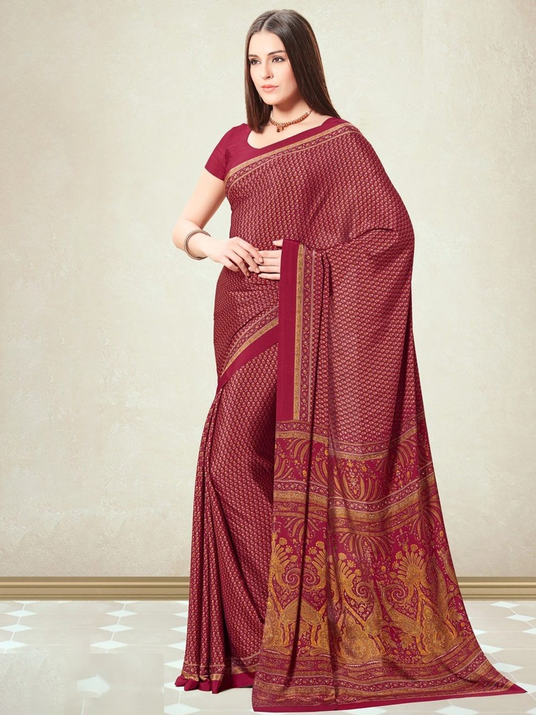 

Reboot Fashions Ethnic Motifs Saree, Red