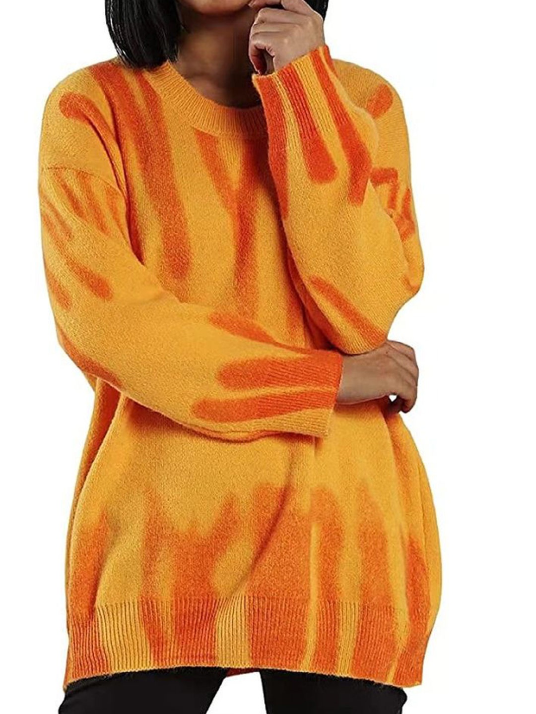 

LULU & SKY Women Printed Pullover Sweaters, Orange