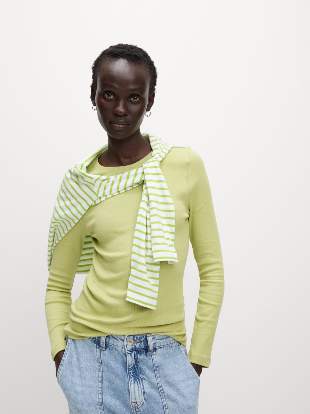 

Marks & Spencer Cotton Ribbed Top, Green