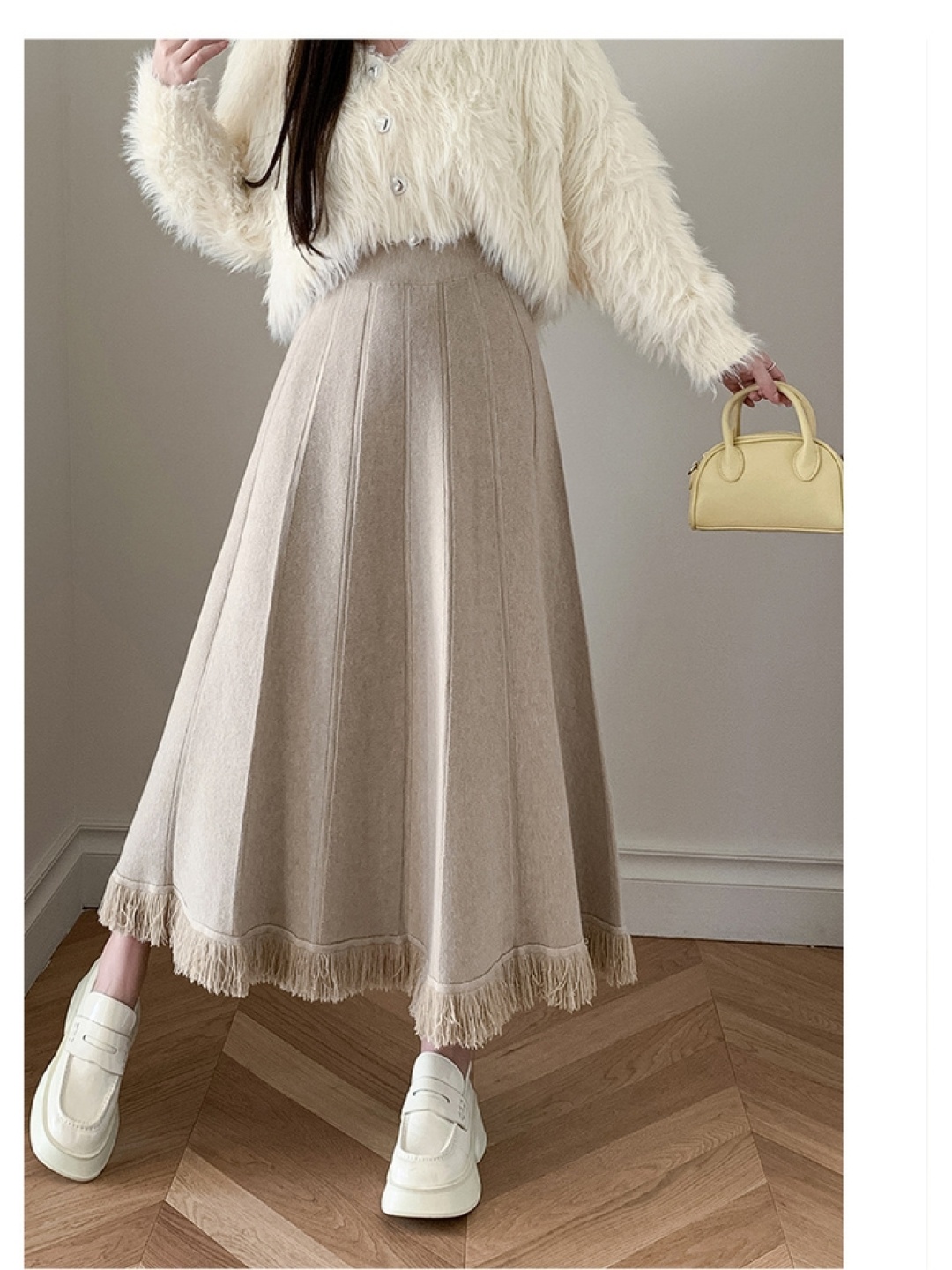 

LULU & SKY A-Line Knitted Maxi Skirt, Khaki