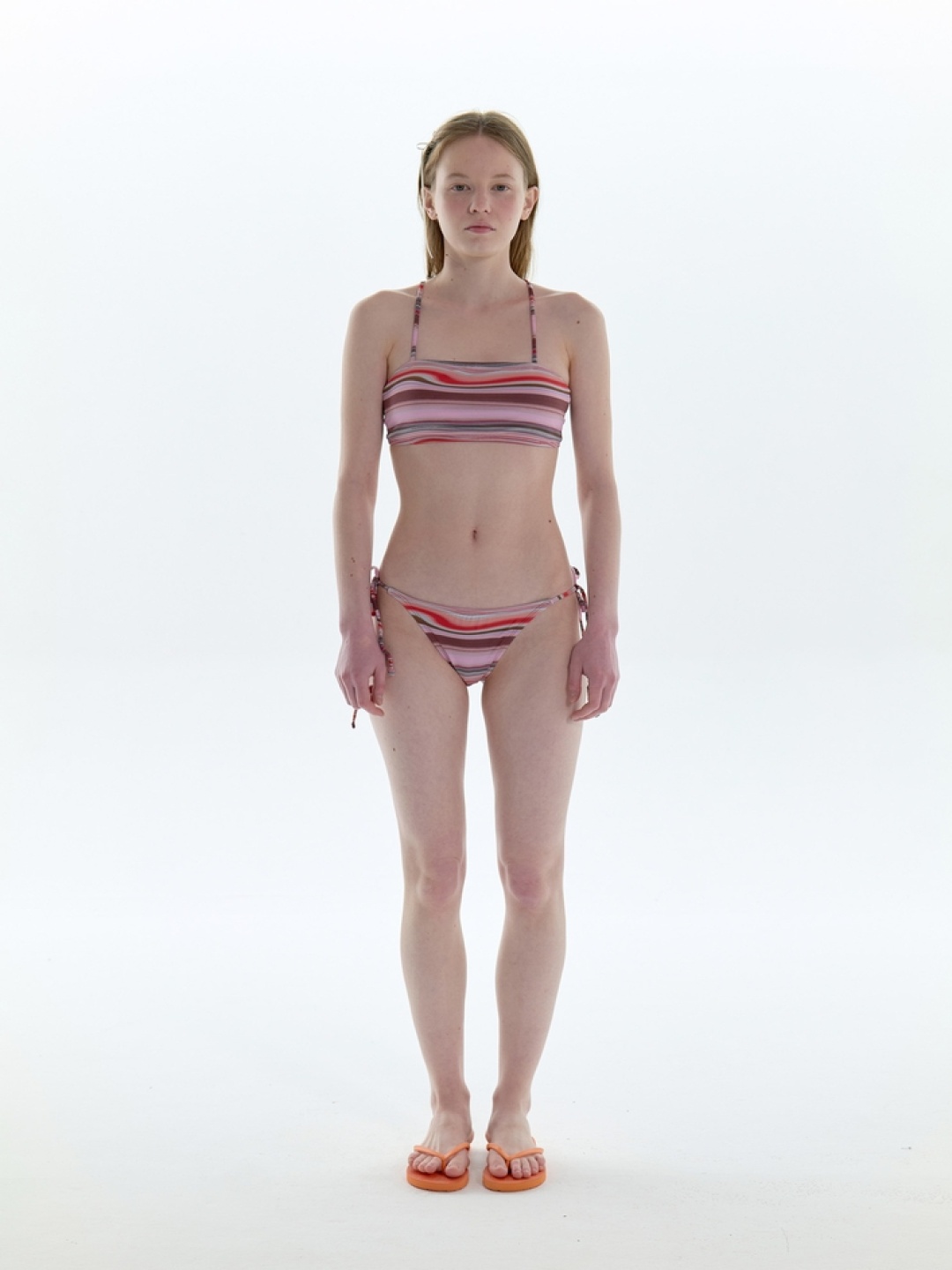 

LULU & SKY Tie-up Striped Bikini Set, Pink
