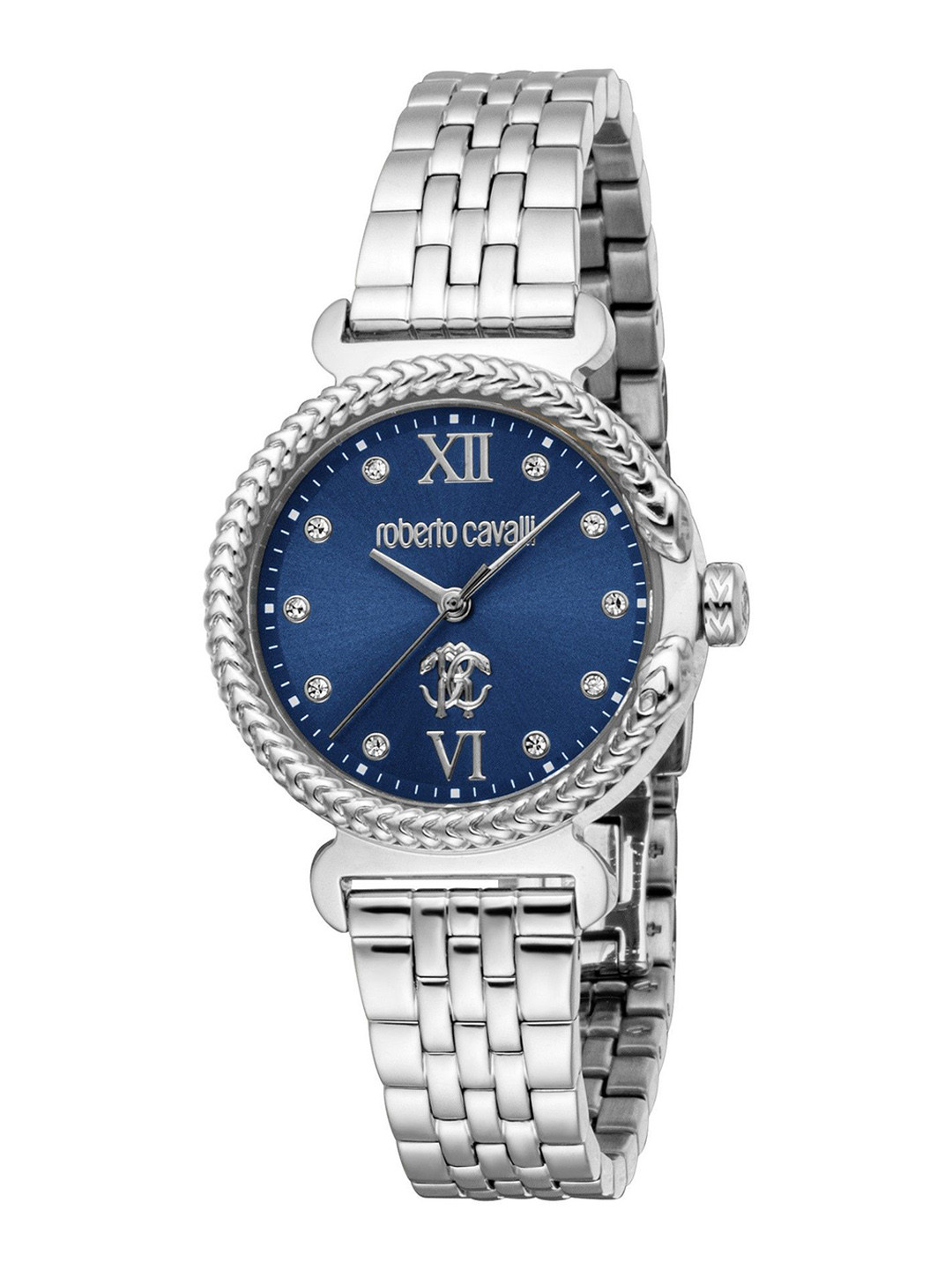 

Roberto Cavalli Women Embellished Dial & Stainless Steel Straps Analogue Watch RC5L061M1045, Silver