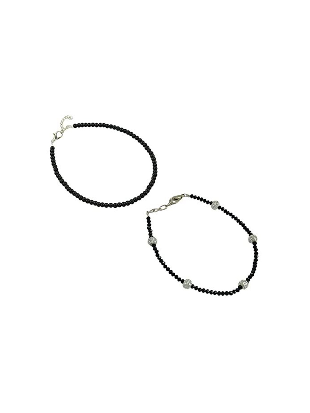 

HIGH TRENDZ Women Set of 2 Anklets, Black