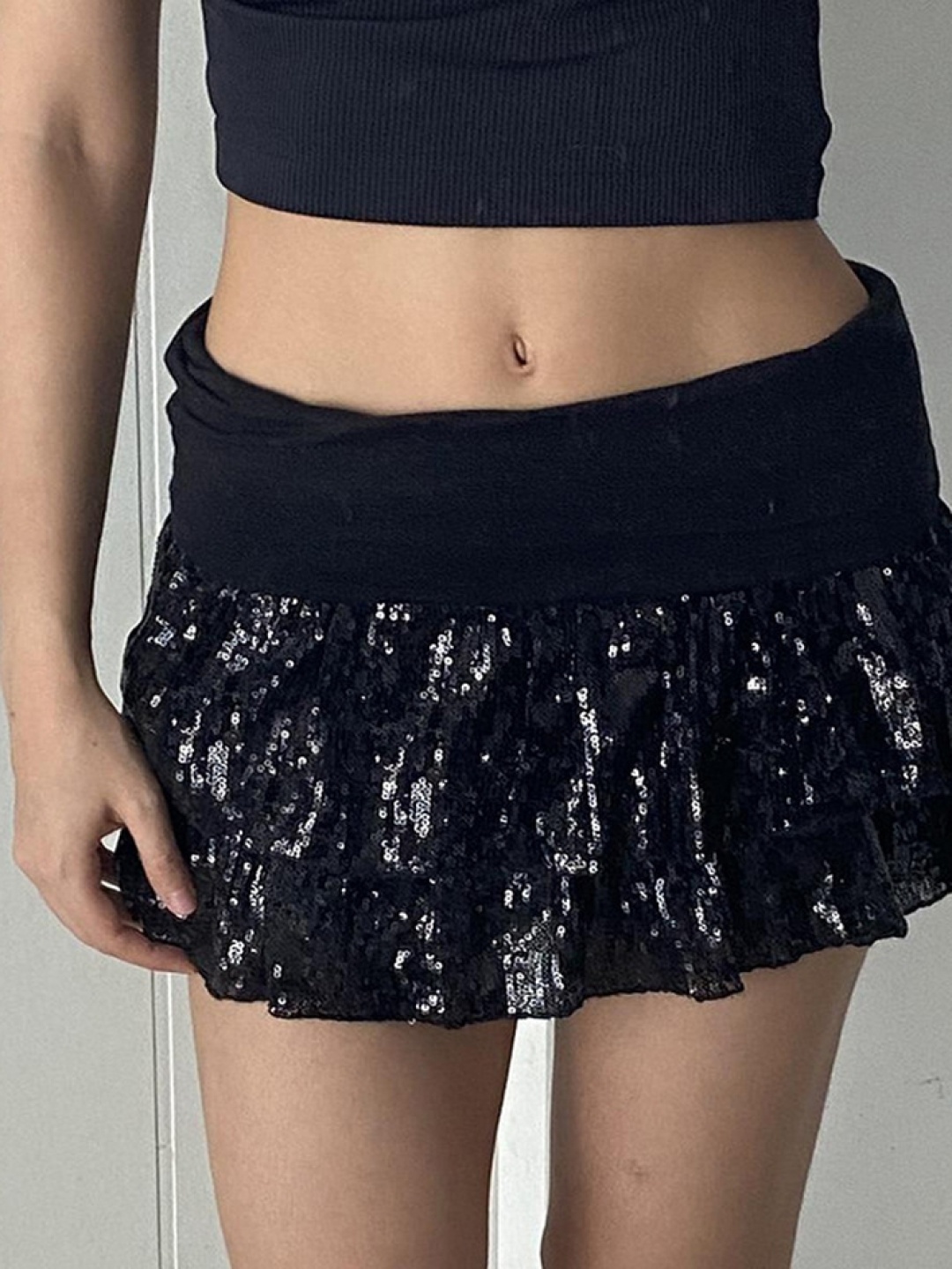 

LULU & SKY Women Sequin Embellished Mini Skirt, Black