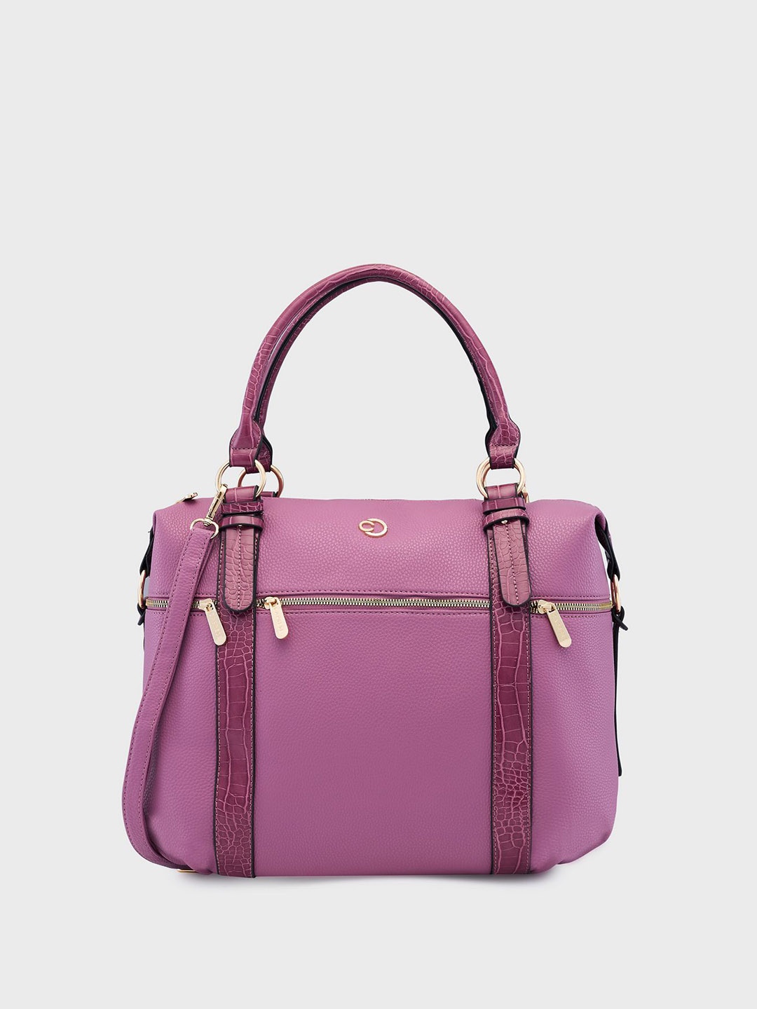 

Caprese Textured PU Structured Satchel Bag, Purple