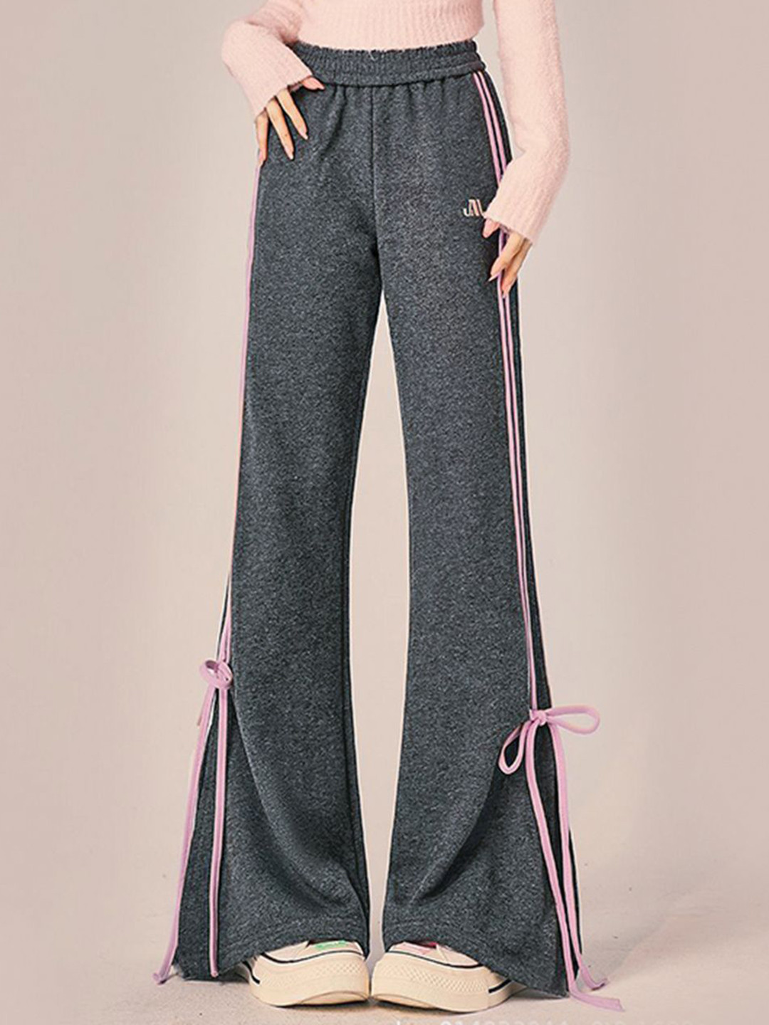 

StyleCast Women Mid-Rise Flared-Fit Track Pants, Grey
